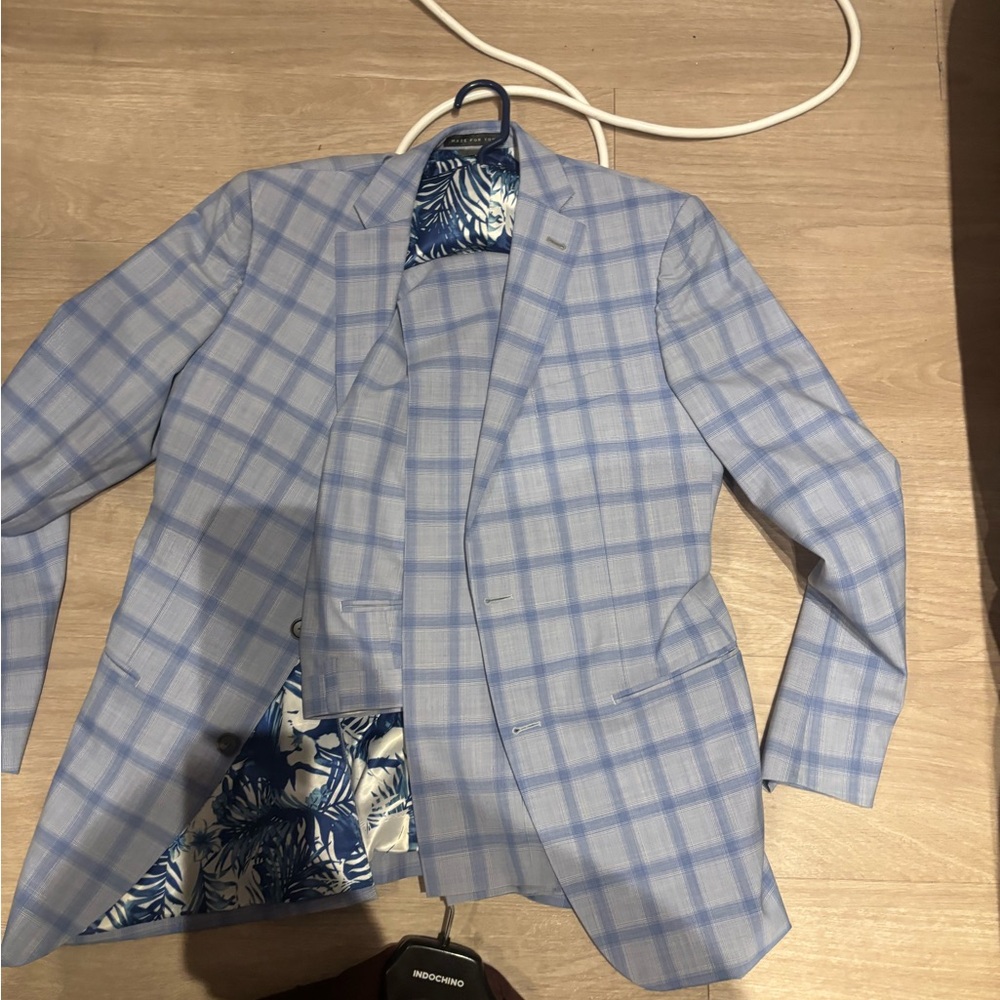 Men's Blue Checkered Blazer
